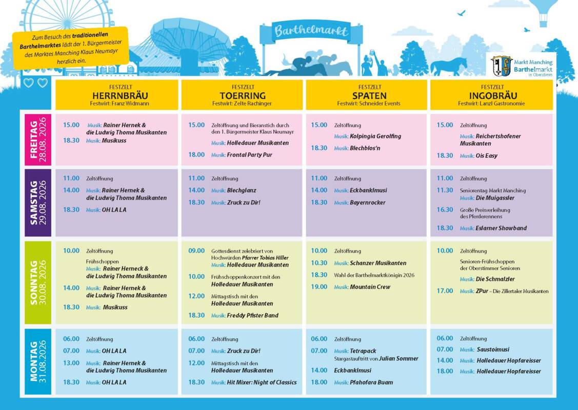 Barthelmarkt Festzeltprogramm